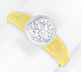Foto 1 - Diamant Einkaräter Solitär Ring 18K Bicolor, S6016